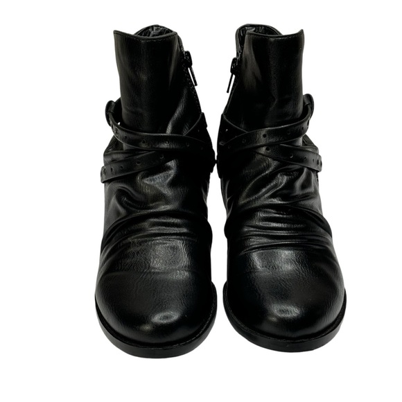 Bare Traps Black Ankle Boots Size 7.5 Side Zip 2” Block Heel Vegan Leather - Picture 6 of 10